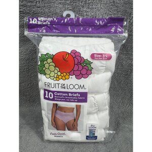 Fruit Of The Loom Womens Cotton Briefs 10 Pack Size 7/L White Eversoft Breathabl